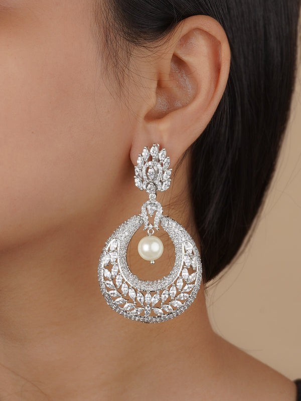 CZEAR531 - Silver Plated Faux Diamond Earrings