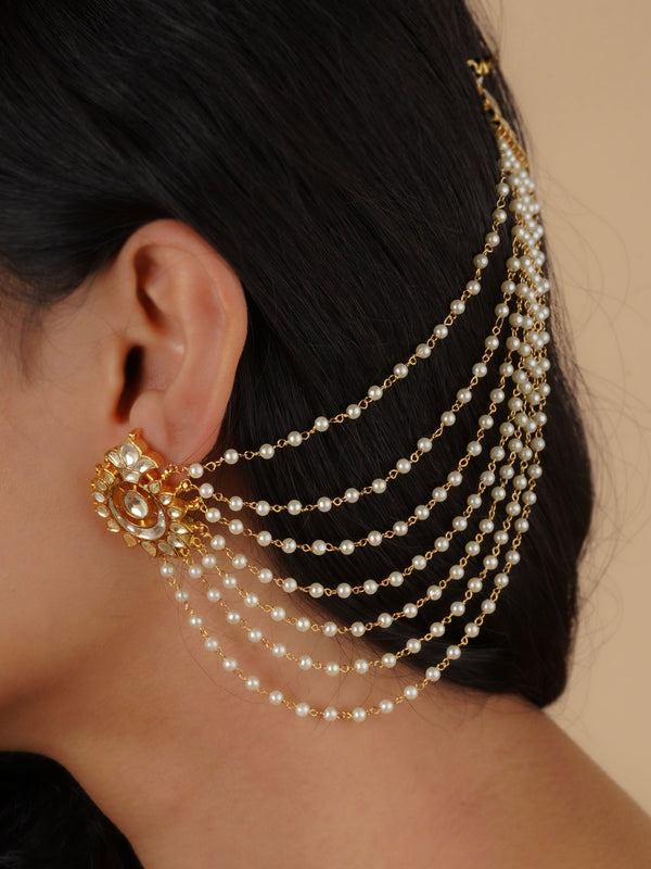 ME1197Y - White Color Gold Plated Jadau Kundan Earrings