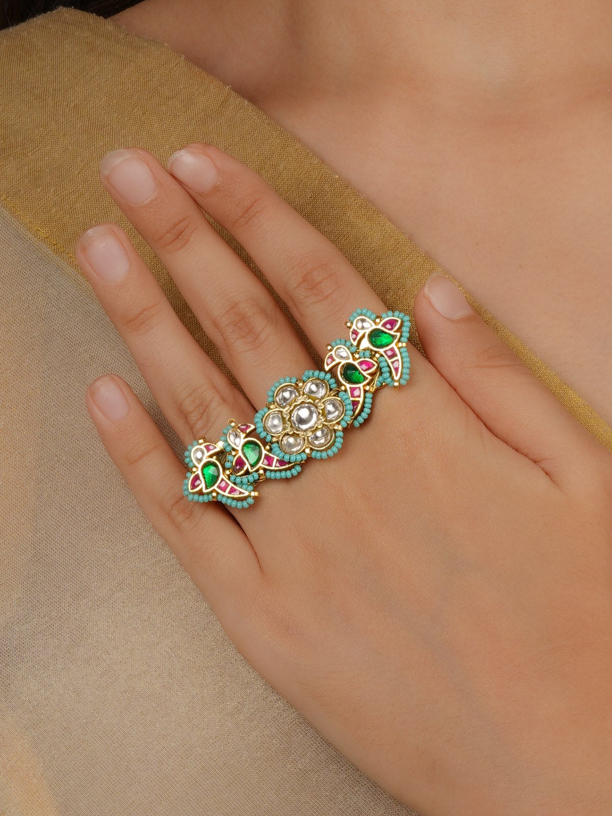 Multicolor Gold Plated Mishr Maangteeka - MR-T77M main image 1