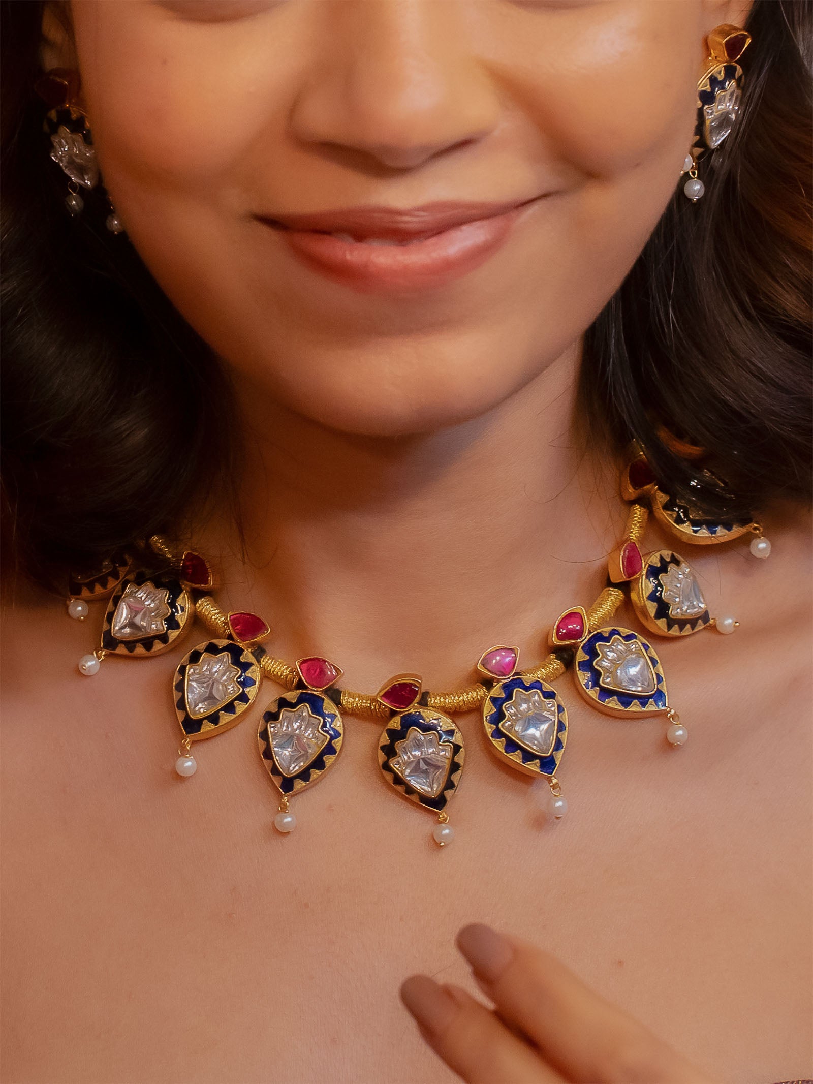 TR-S44MA - Multicolor Gold Plated Tver Necklace Set