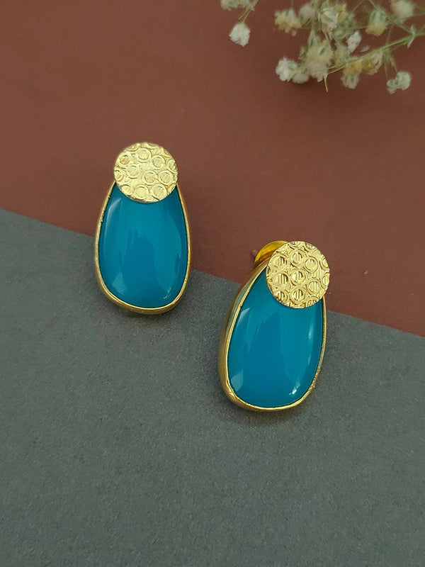 CSTEAR208F - Blue Color Gold Plated Costume Earrings