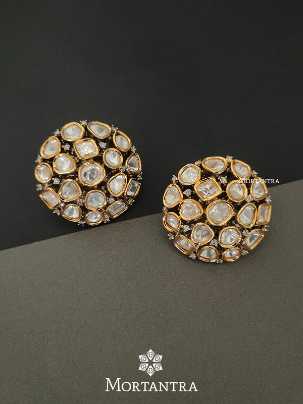 CZEAR325 - White Color Gold Plated Faux Diamond Earrings