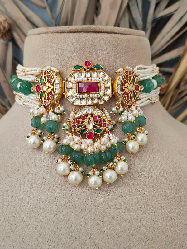 MS1399M - Jadau Kundan Necklace Set