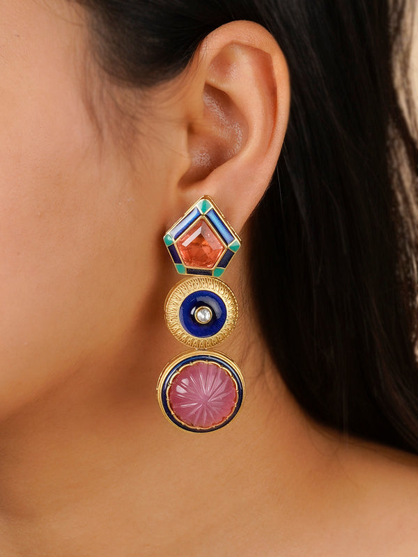 CC-EAR1P - Multicolor Gold Plated Contemporary Earrings