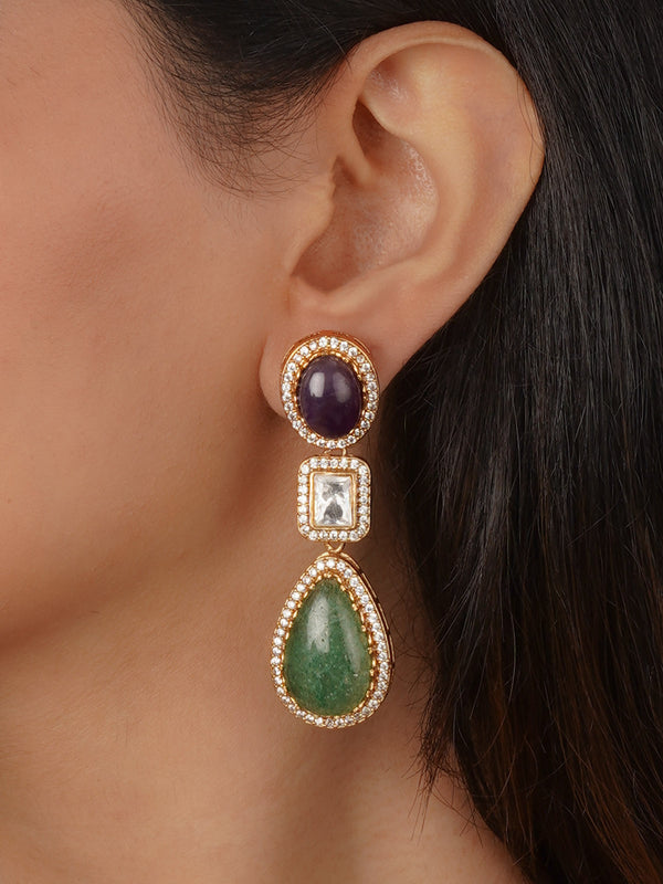 Multicolor Gold Plated Contemporary Earrings - CC-EAR26