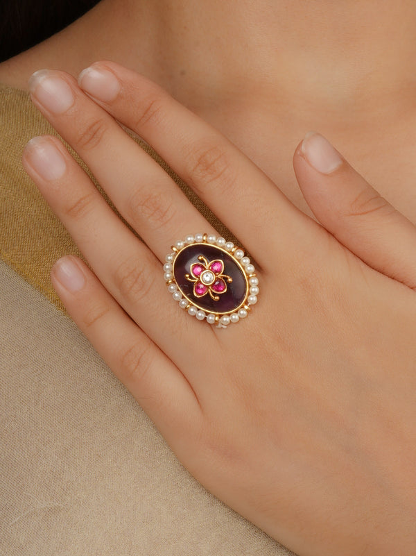 Multicolor Gold Plated Contemporary Ring - CC-RNG43C