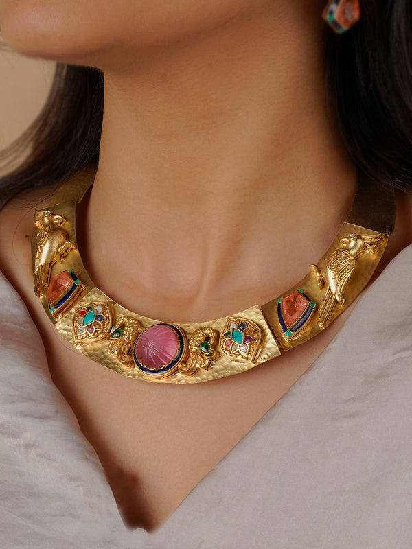 CC-S10MA - Multicolor Gold Plated Contemporary Necklace Set