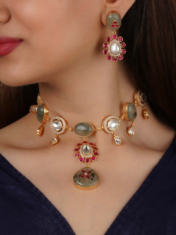 CC-S24A - Multicolor Gold Plated Contemporary Necklace Set