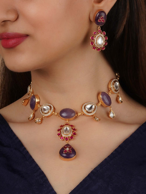 CC-S24B - Multicolor Gold Plated Contemporary Necklace Set