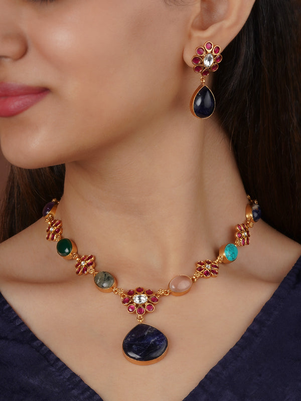 Gold Plated Contemporary Necklace Set - CC-S27