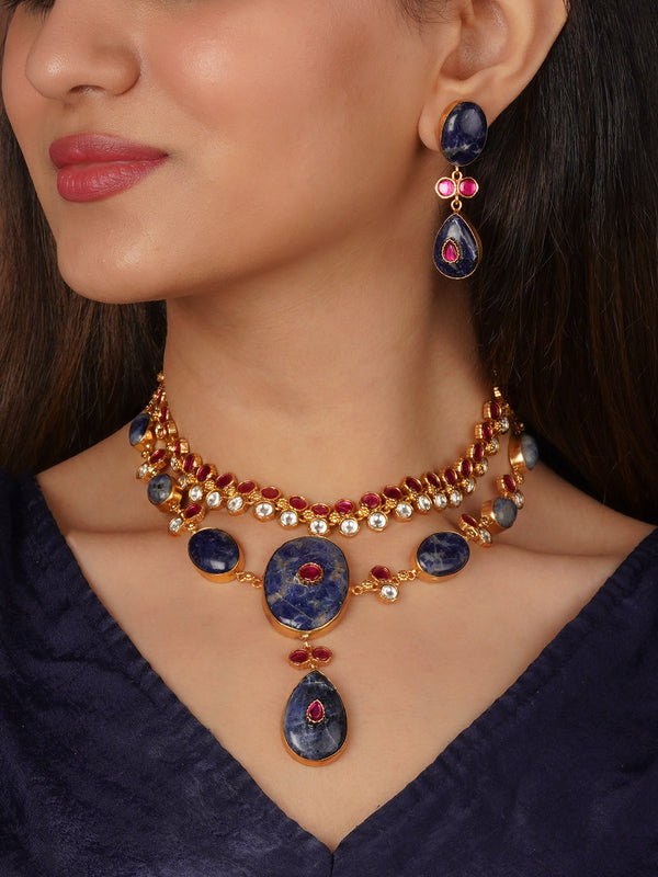 Gold Plated Contemporary Necklace Set - CC-S33