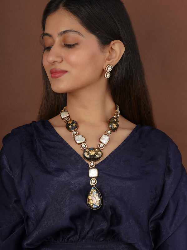 Multicolor Gold Plated Contemporary Necklace Set - CC-S34