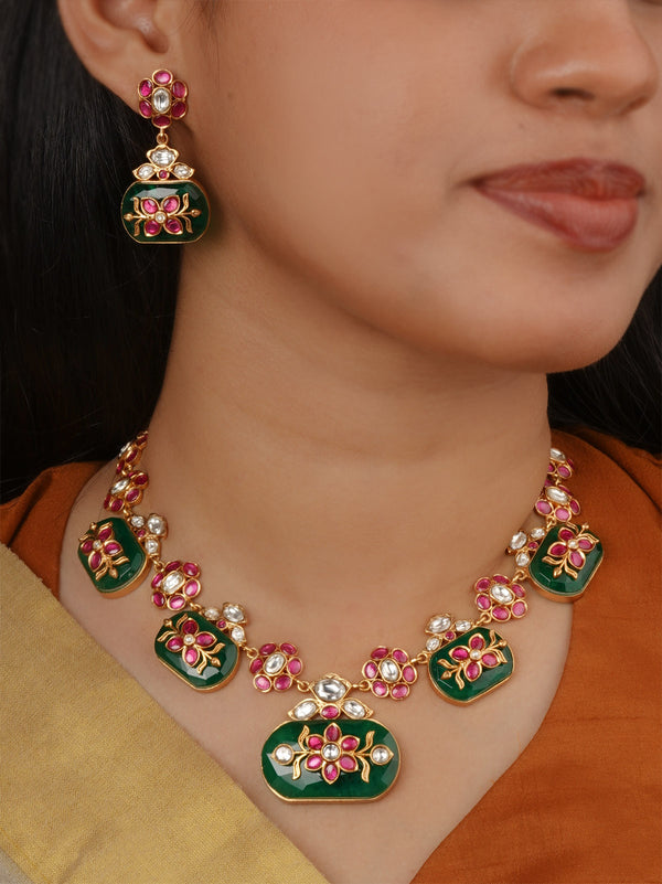 Gold Plated Contemporary Necklace Set - CC-S50