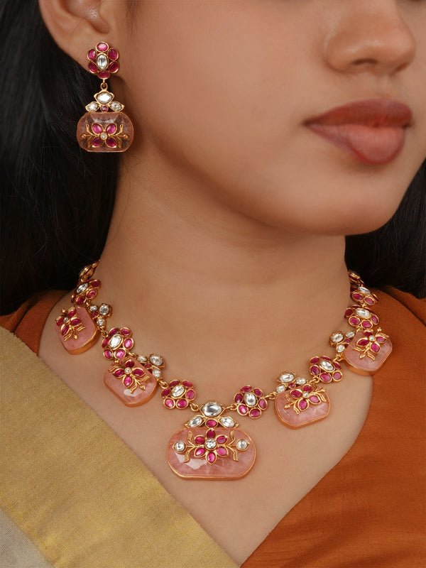 Gold Plated Contemporary Necklace Set - CC-S50