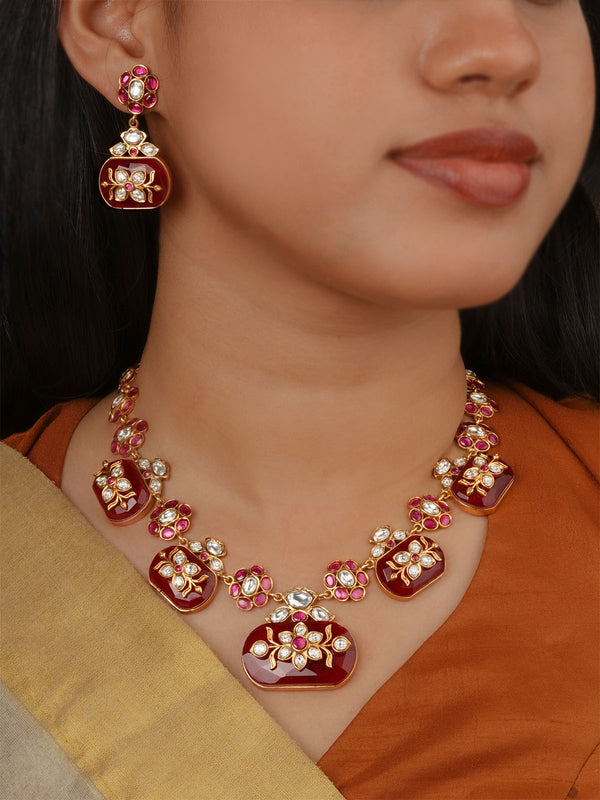 Gold Plated Contemporary Necklace Set - CC-S50