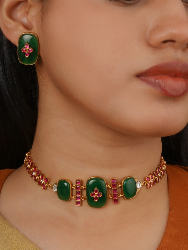 Gold Plated Contemporary Necklace Set - CC-S52