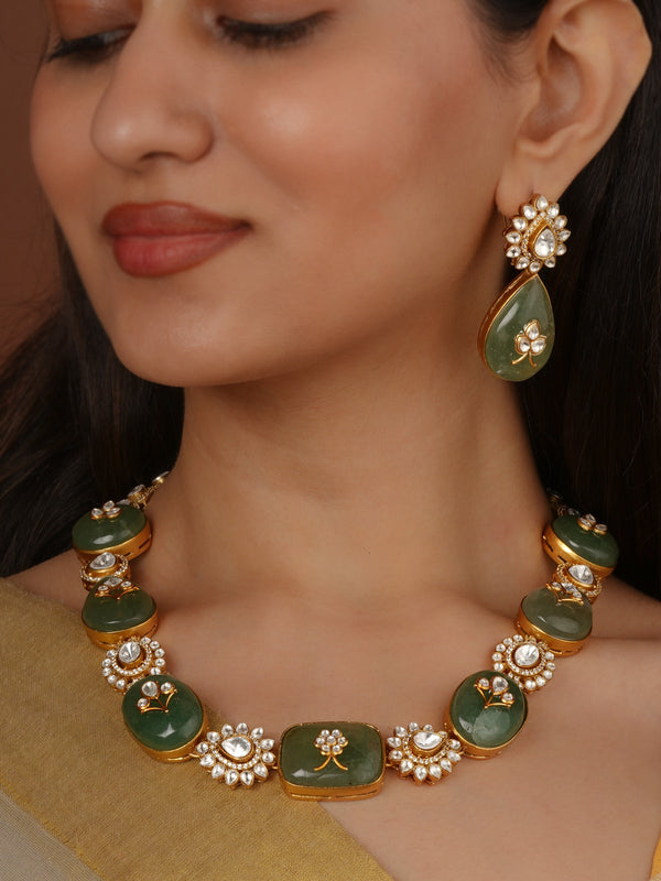 Gold Plated Contemporary Necklace Set - CC-S56
