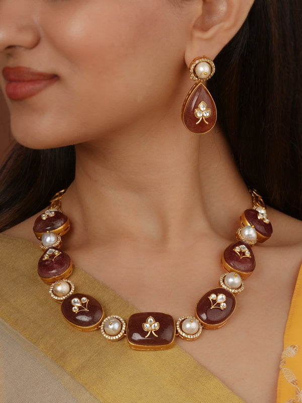 Gold Plated Contemporary Necklace Set - CC-S57