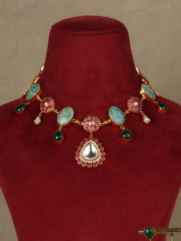 Multicolor Gold Plated Contemporary Necklace Set - CC-S5C