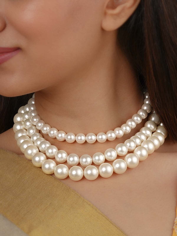 White Color Silver Plated Necklace - CSTN56