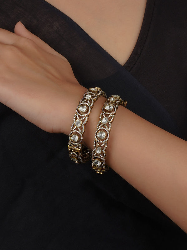 White Color Faux Diamond Bangles - CZBANGLE54