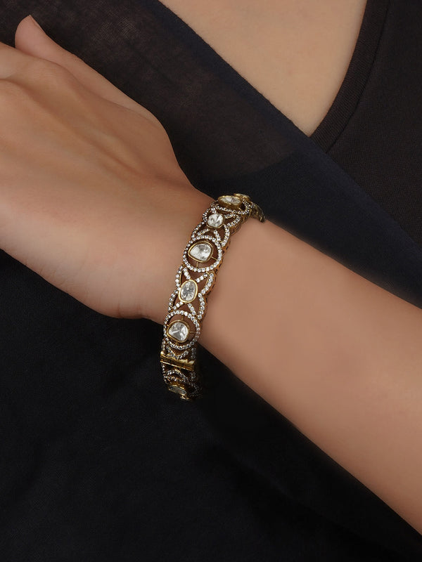 White Color Faux Diamond Bangle - CZBANGLE54