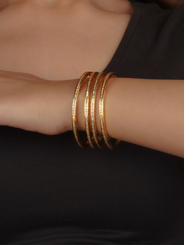 White Color Faux Diamond Bangles (Set of 4) - CZBANGLE75