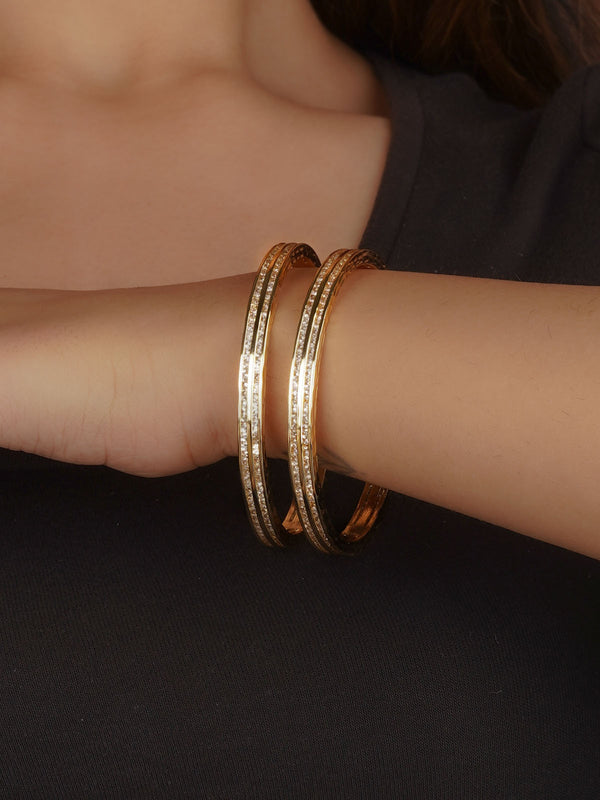 White Color Faux Diamond Bangles (One Pair) - CZBANGLE83