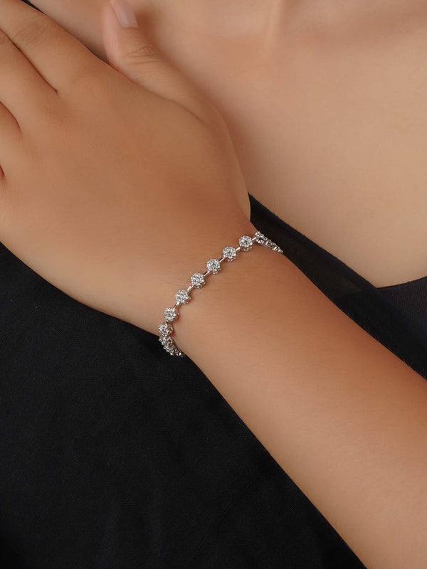 CZBRAC130 - White Color Silver Plated Faux Diamond Bracelet