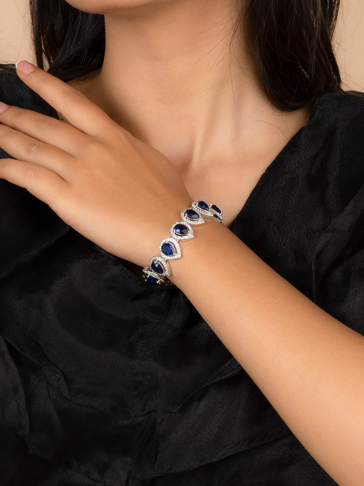 CZBRAC95BL - Blue Faux Diamond Bracelet