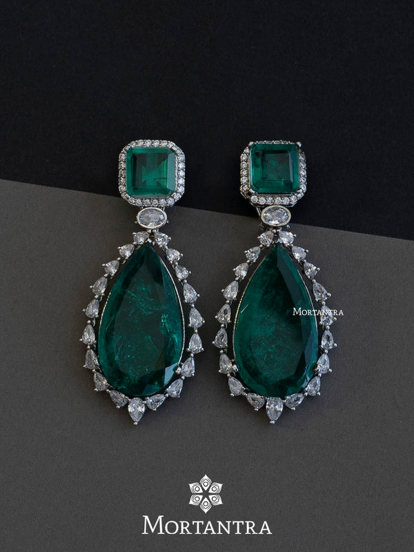 CZEAR456GR - Faux Diamond Earrings