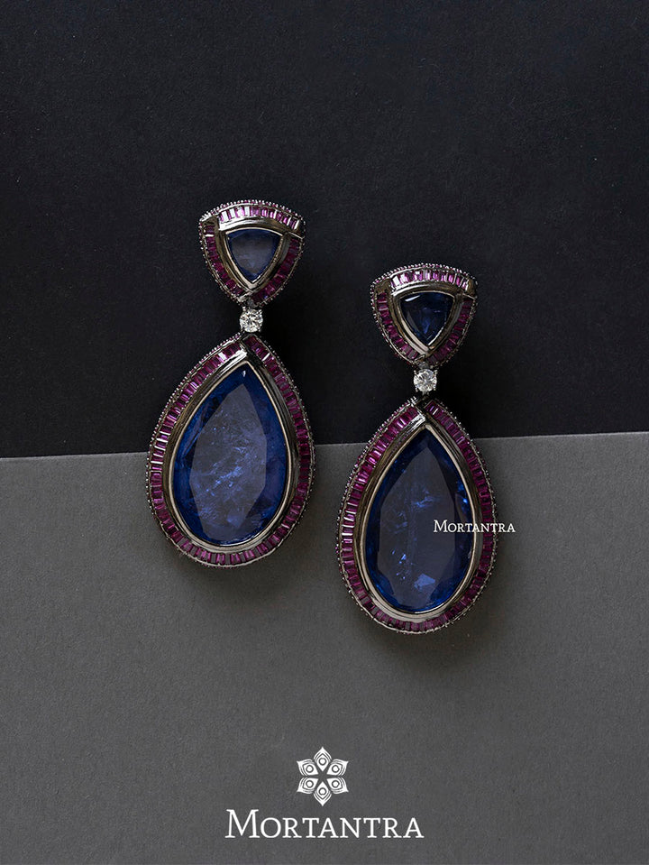 CZEAR459BL - Faux Diamond Earrings