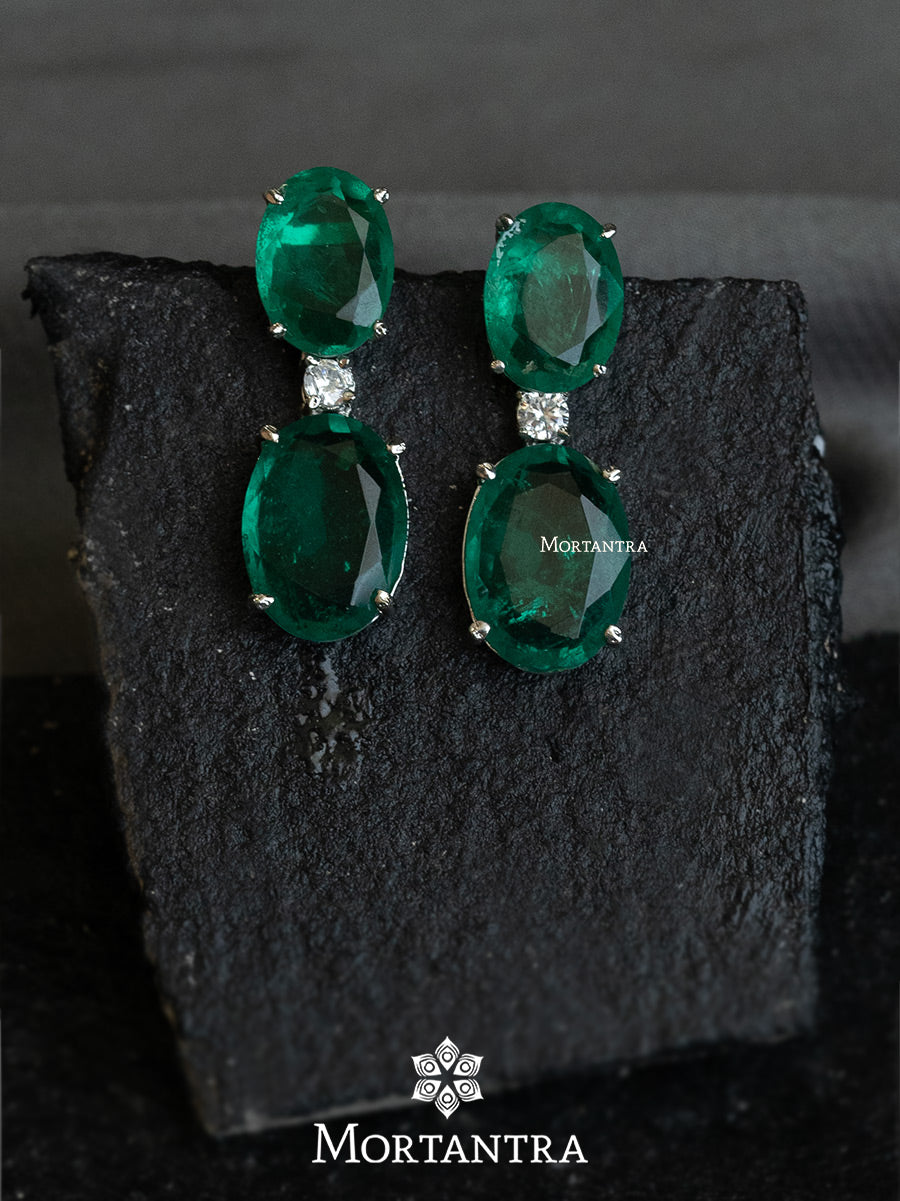 CZEAR466GR - Faux Diamond Earrings