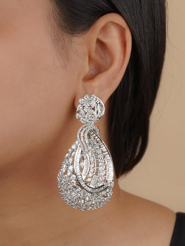 CZEAR512 - Silver Plated Faux Diamond Earrings