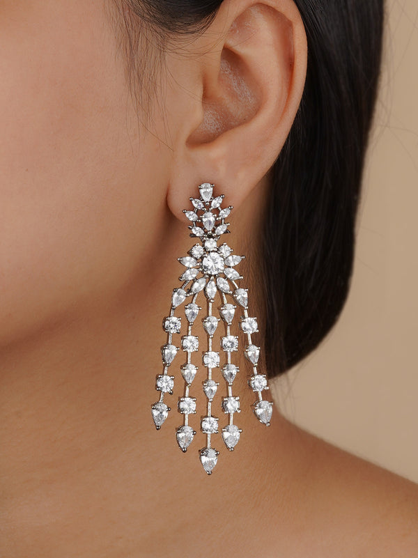 CZEAR514SL - Silver Plated Faux Diamond Earrings
