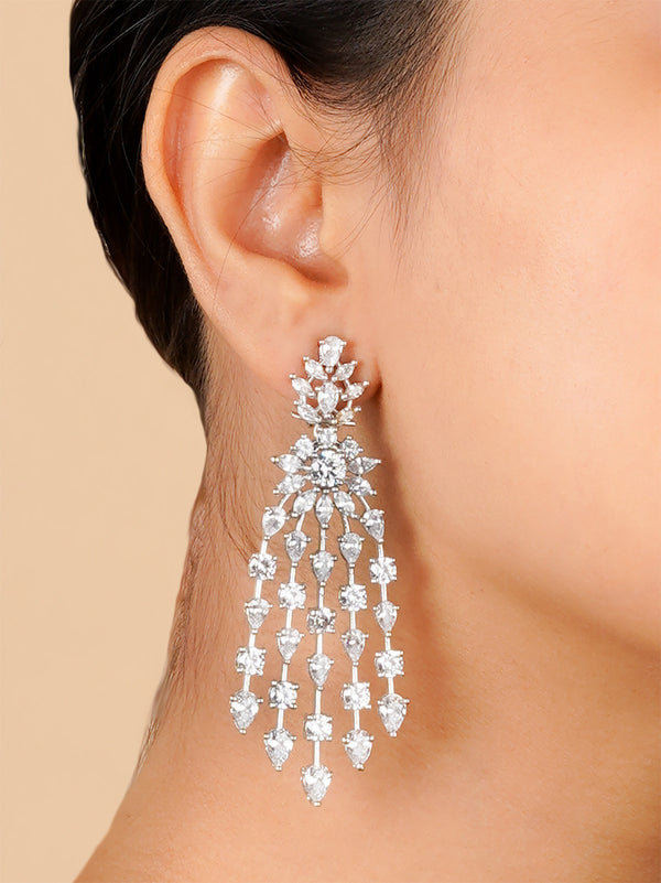 CZEAR514 - White Color Silver Plated Faux Diamond Earrings