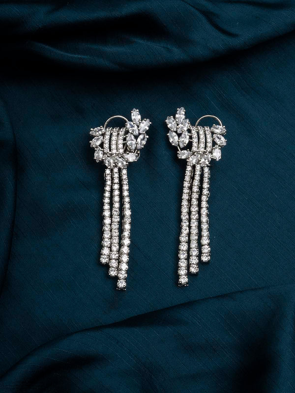 CZEAR515 - Silver Plated Faux Diamond Earrings
