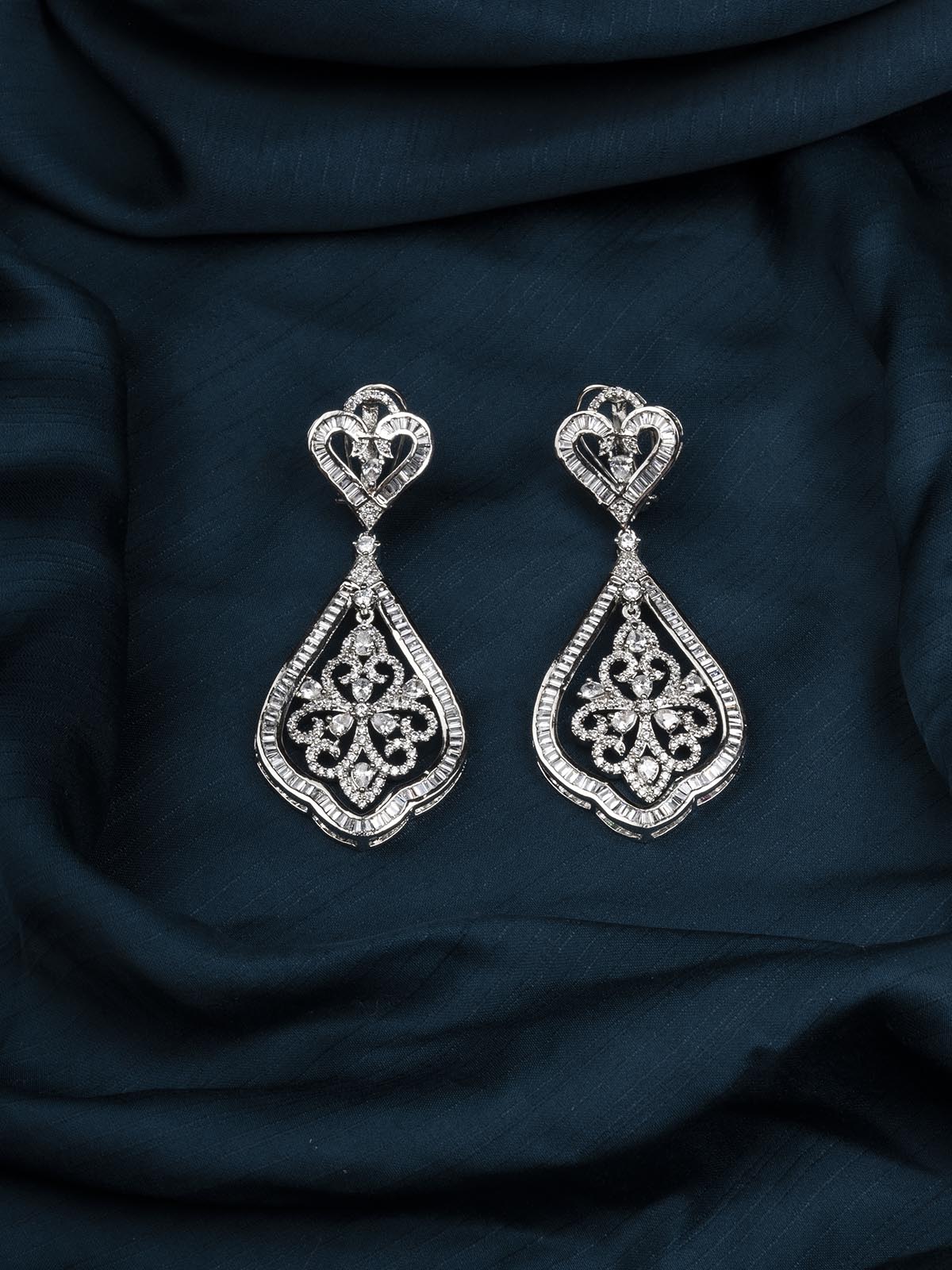 CZEAR516 - Silver Plated Faux Diamond Earrings