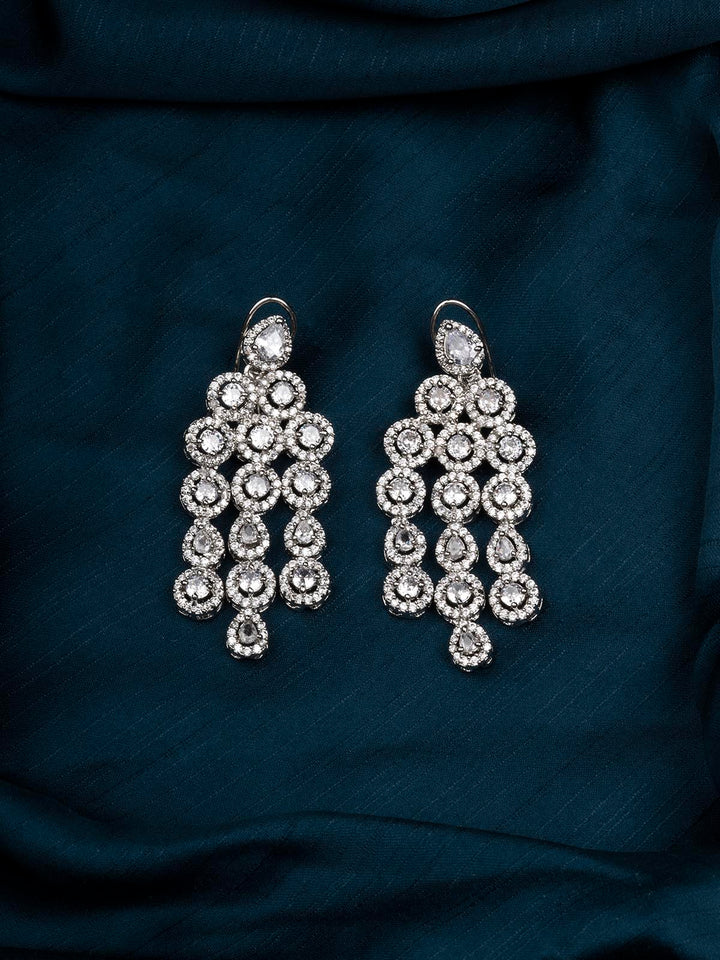 CZEAR517 - Silver Plated Faux Diamond Earrings