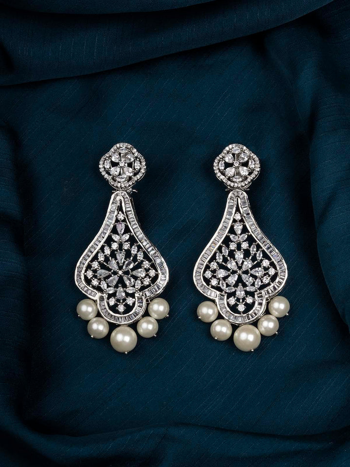 CZEAR518 - Silver Plated Faux Diamond Earrings