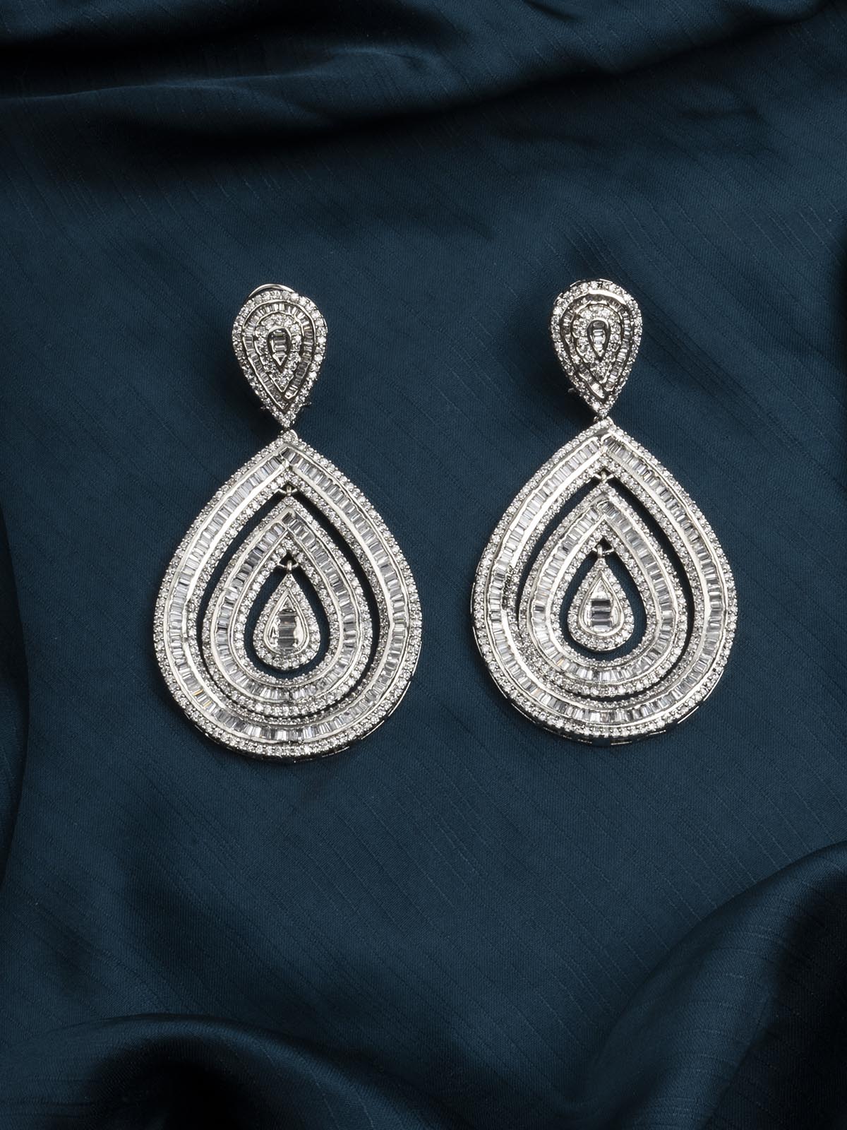 CZEAR519 - Silver Plated Faux Diamond Earrings