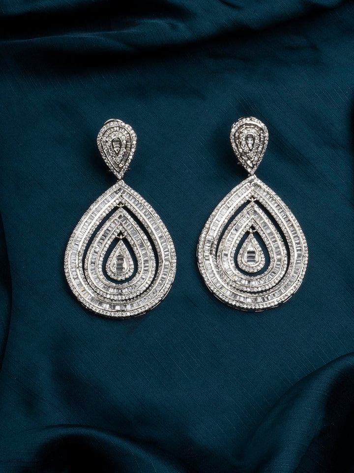 CZEAR519 - Silver Plated Faux Diamond Earrings