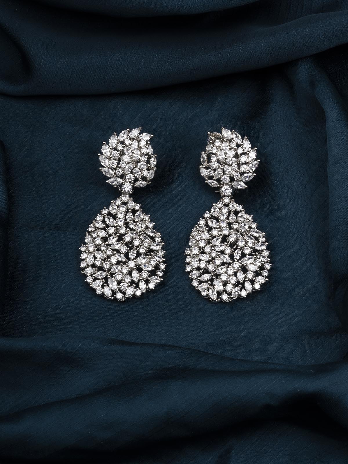 CZEAR527 - Silver Plated Faux Diamond Earrings