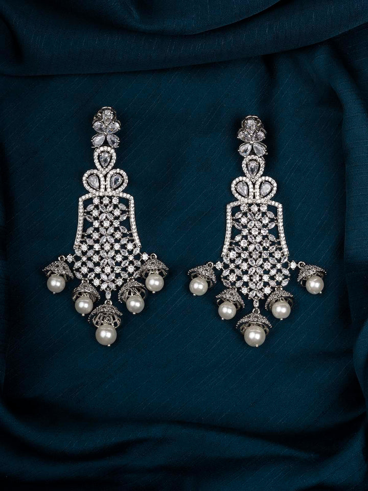 CZEAR529 - Silver Plated Faux Diamond Earrings