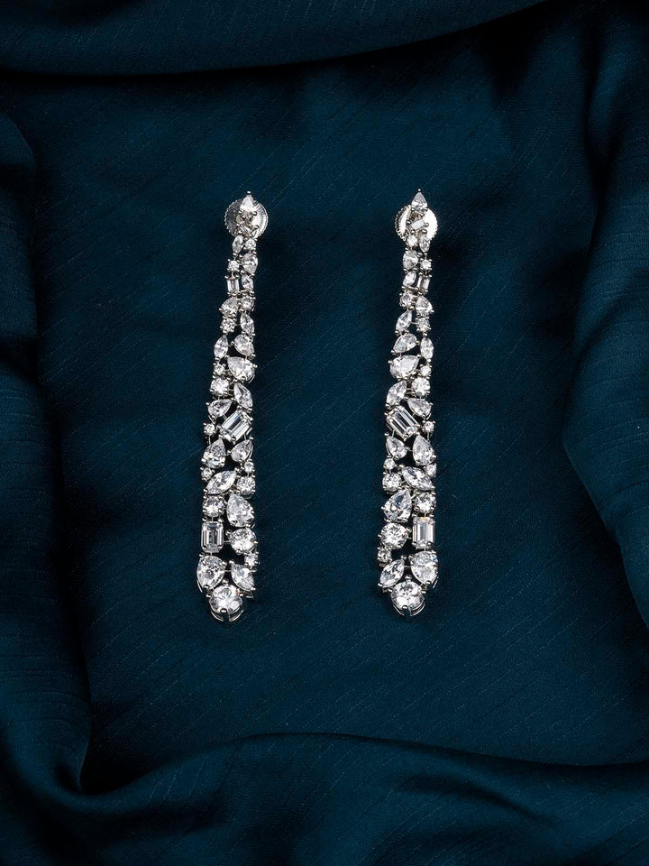 CZEAR534 - Silver Plated Faux Diamond Earrings