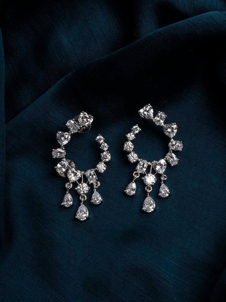 CZEAR535 - Silver Plated Faux Diamond Earrings