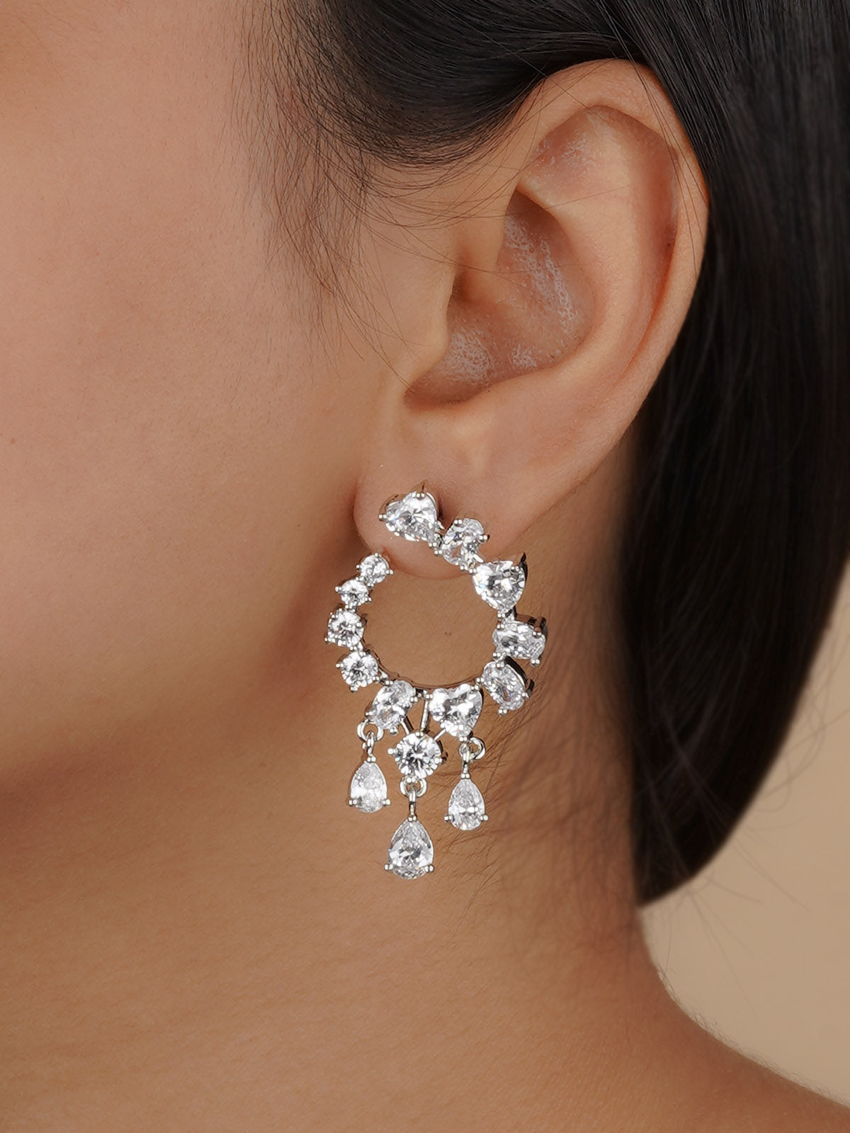 CZEAR535 - Silver Plated Faux Diamond Earrings