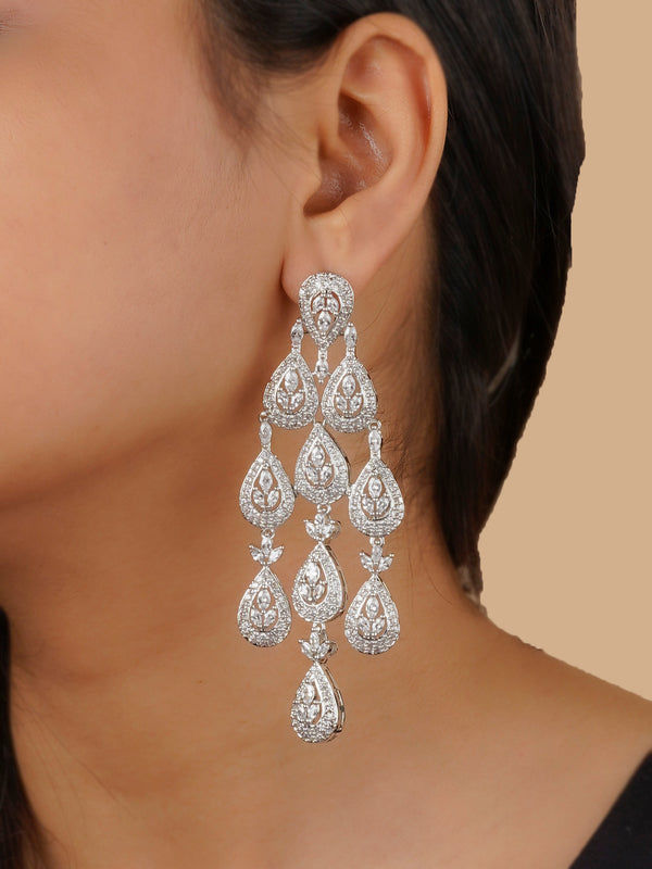 CZEAR547 - White Color Silver Plated Faux Diamond Earrings