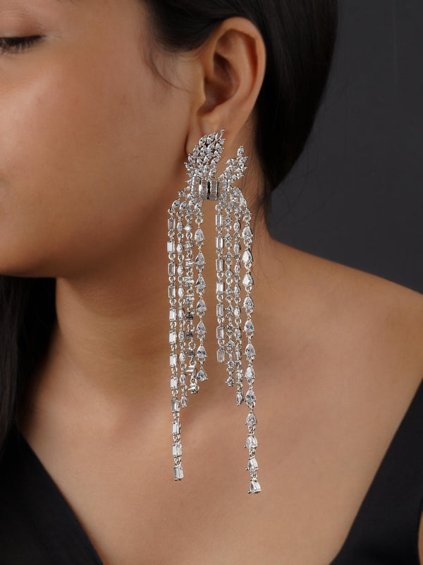 CZEAR548 - White Color Silver Plated Faux Diamond Earrings