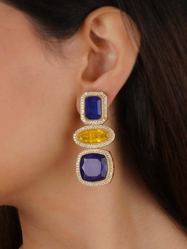 CZEAR562 - Gold Plated Faux Diamond Earrings